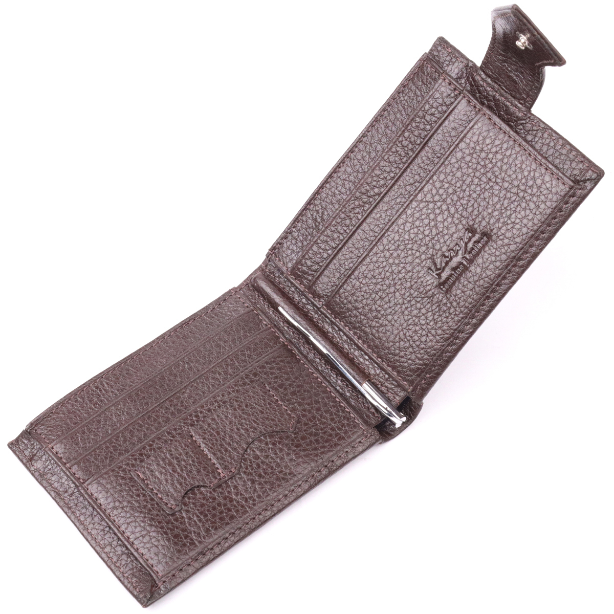 Практичный мужской зажим из натуральной кожи KARYA Коричневый