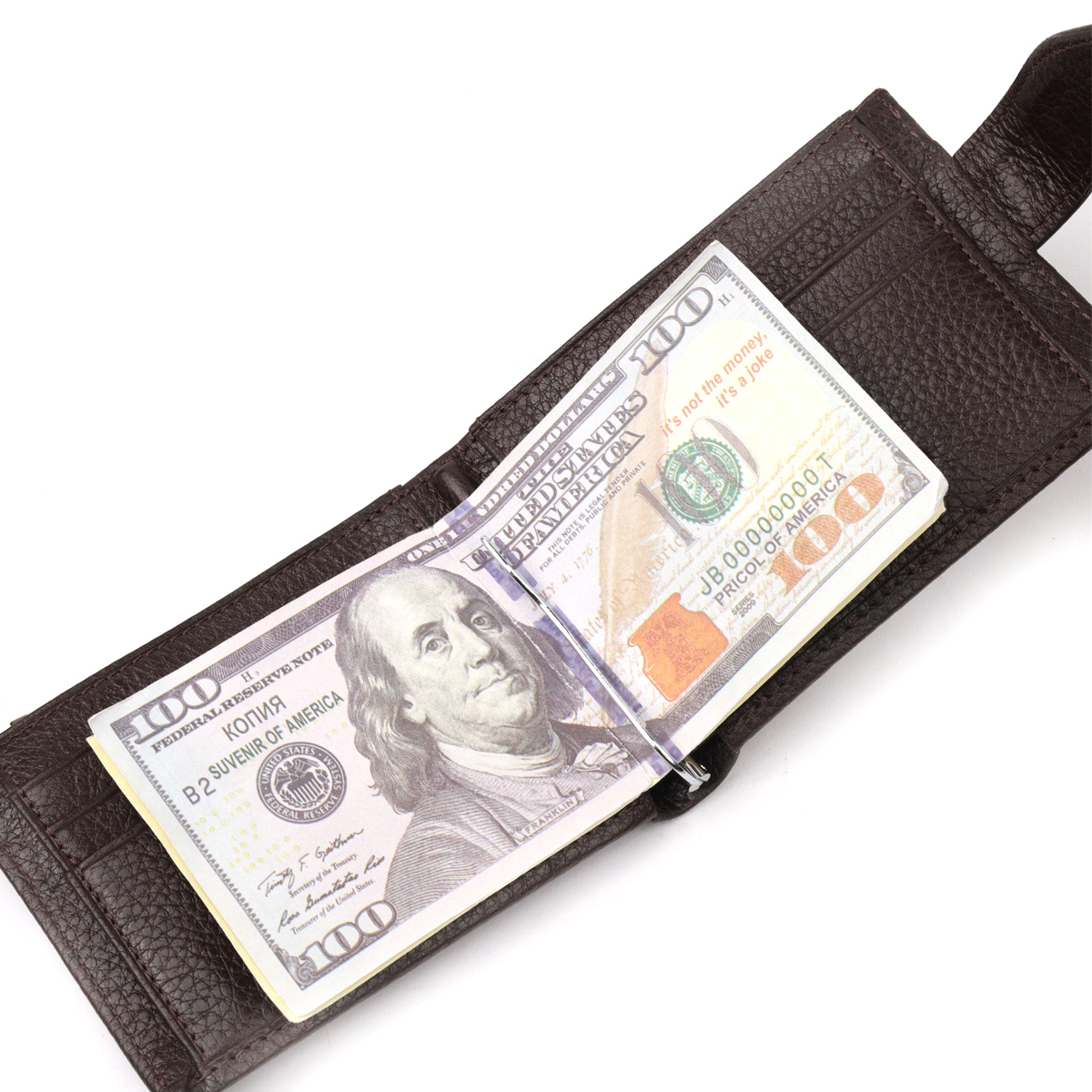 Практичный мужской зажим из натуральной кожи KARYA Коричневый