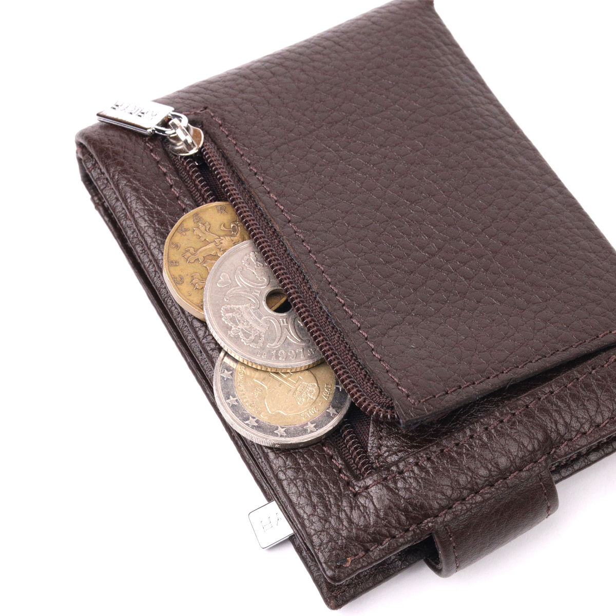 Практичный мужской зажим из натуральной кожи KARYA Коричневый