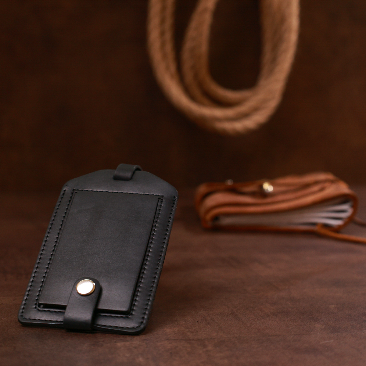 Бирка на чемодан из натуральной кожи Shvigel Черный