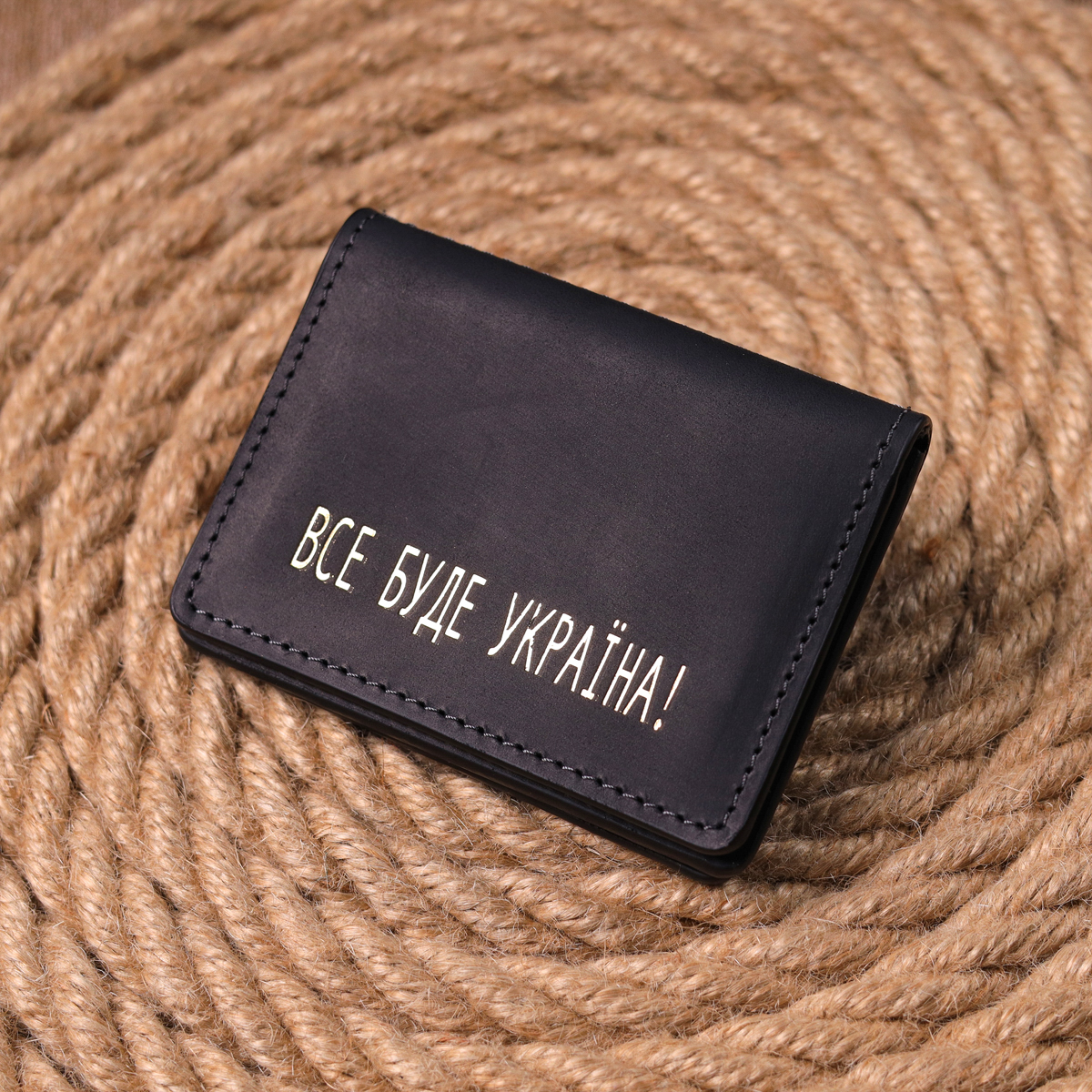 Містка обкладинка на автодокументи у вінтажній шкірі Україна GRANDE PELLE Чорна