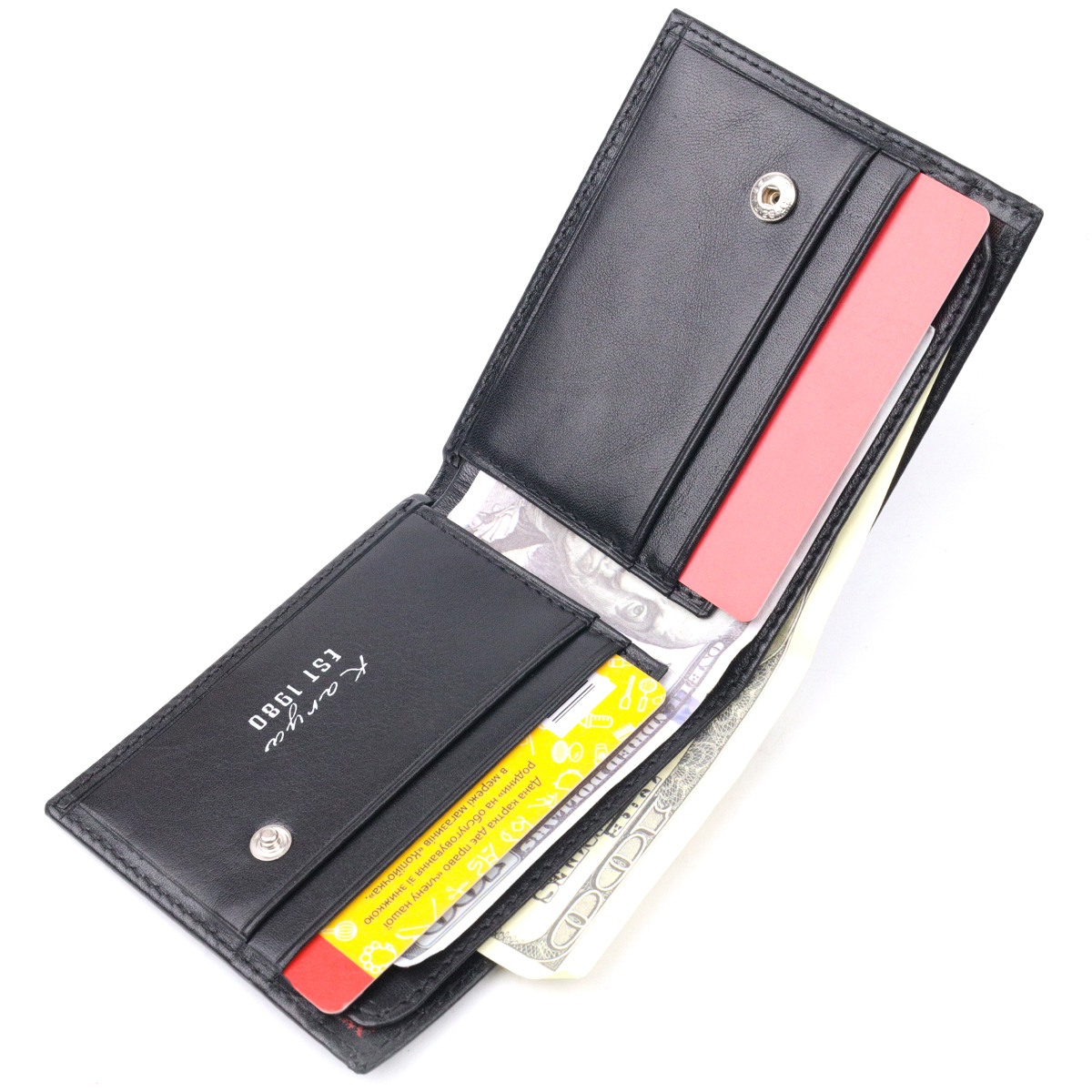 Красивый мужской зажим из гладкой кожи KARYA Черный