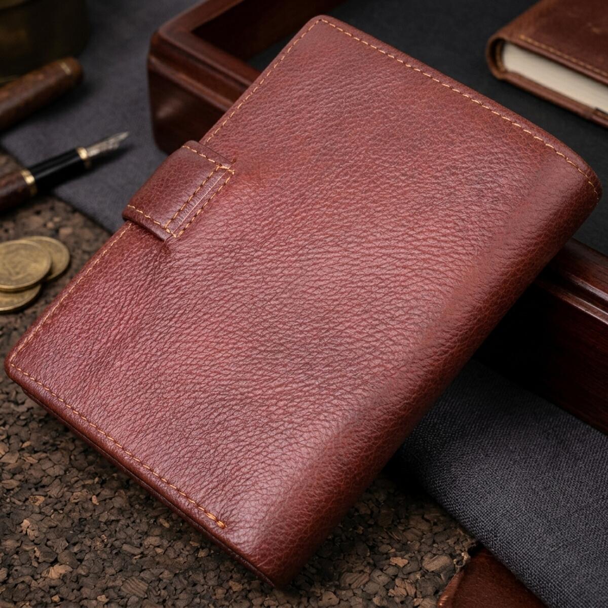 Вертикальний чоловічий портмоне з натуральної шкіри Vintage Коричневий