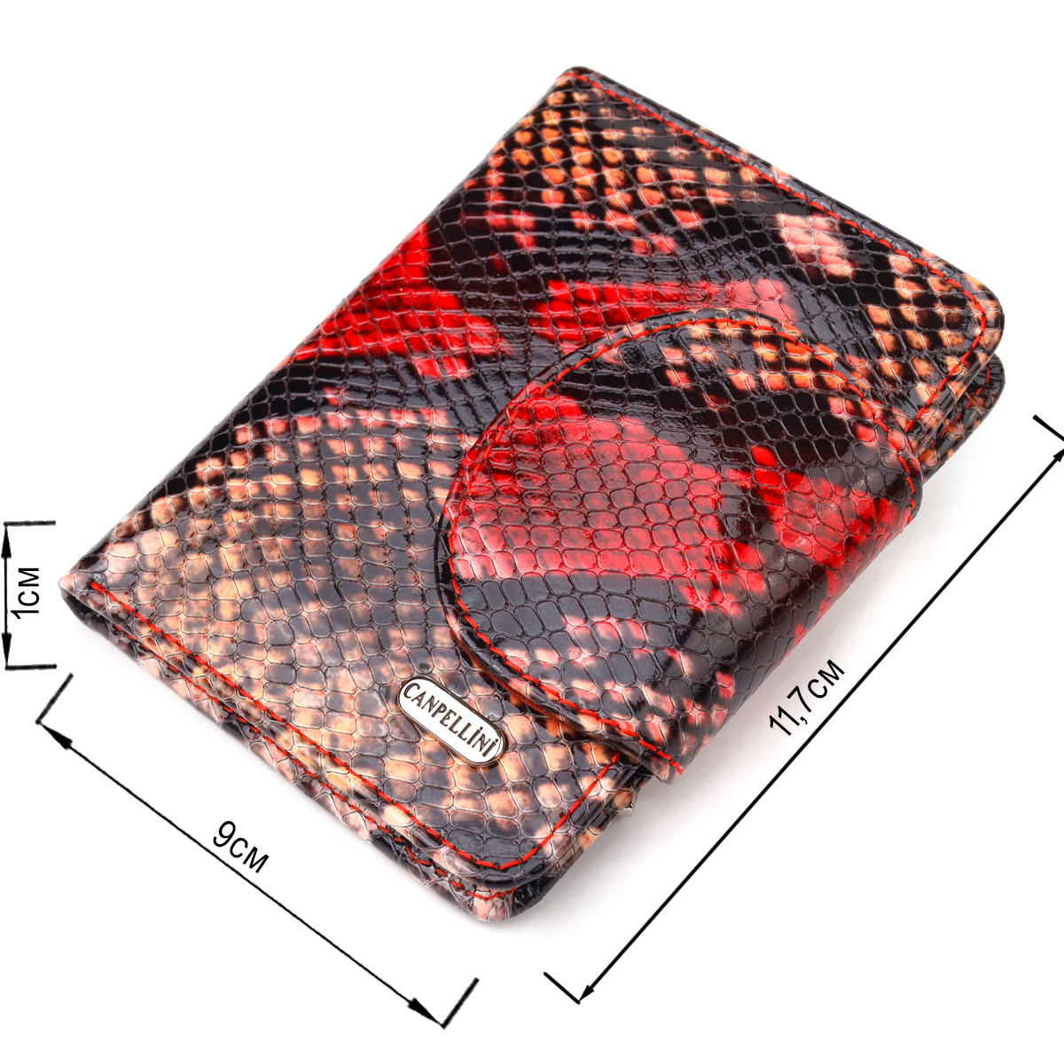 Невеликий жіночий гаманець з натуральної шкіри з тисненням під змію CANPELLINI Різнокольоровий