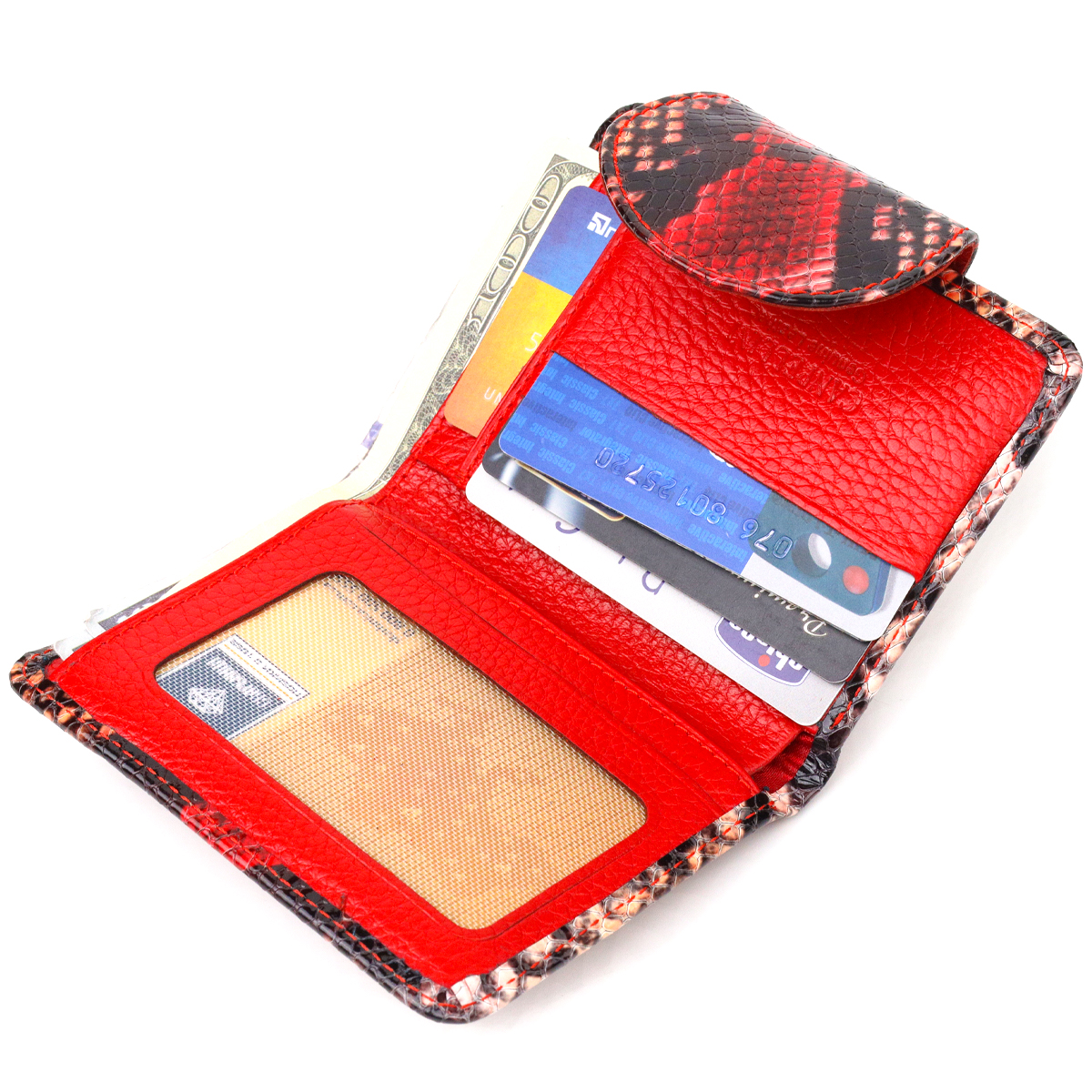 Невеликий жіночий гаманець з натуральної шкіри з тисненням під змію CANPELLINI Різнокольоровий