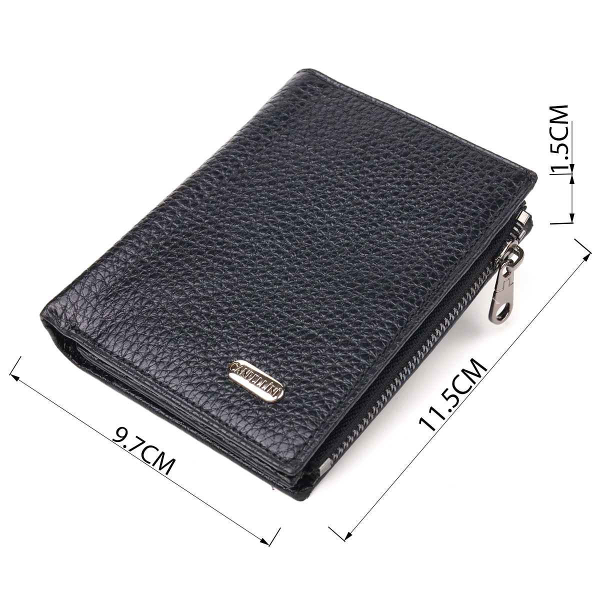 Невеликий вертикальний гаманець з натуральної шкіри CANPELLINI Чорний