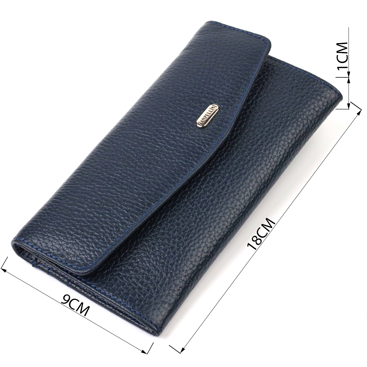 Зручне жіноче портмоне з натуральної шкіри флотар CANPELLINI Синє