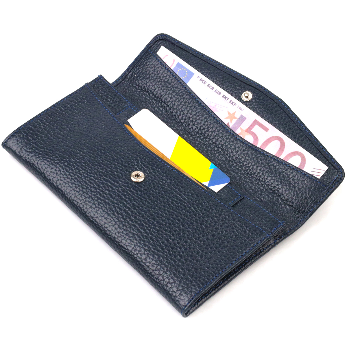 Зручне жіноче портмоне з натуральної шкіри флотар CANPELLINI Синє