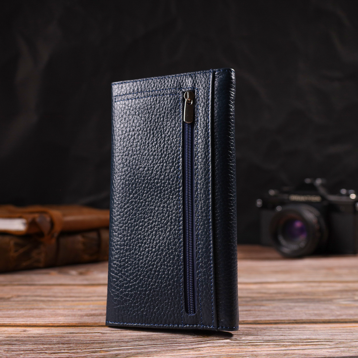 Зручне жіноче портмоне з натуральної шкіри флотар CANPELLINI Синє