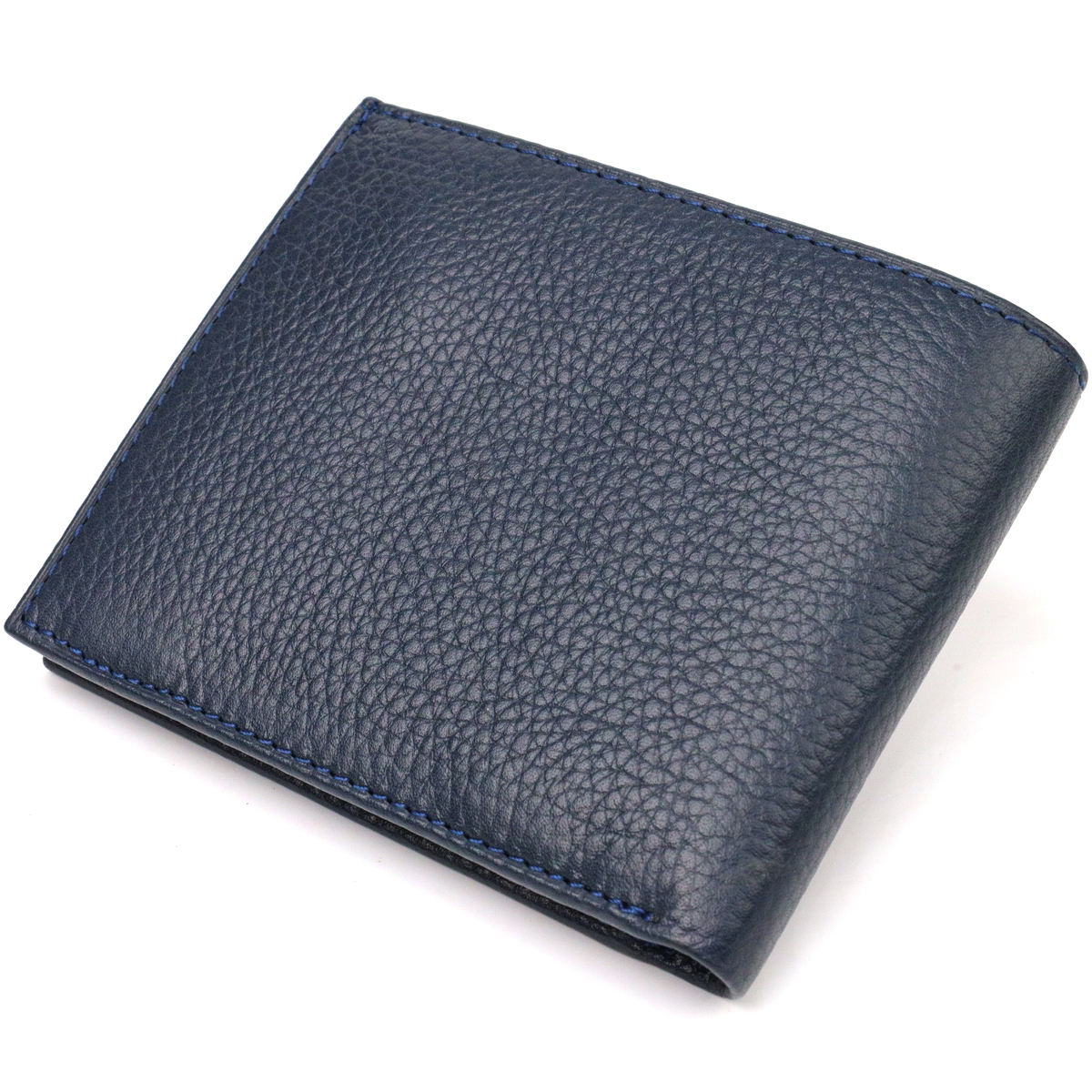 Горизонтальне чоловіче портмоне із натуральної зернистої шкіри CANPELLINI Синє