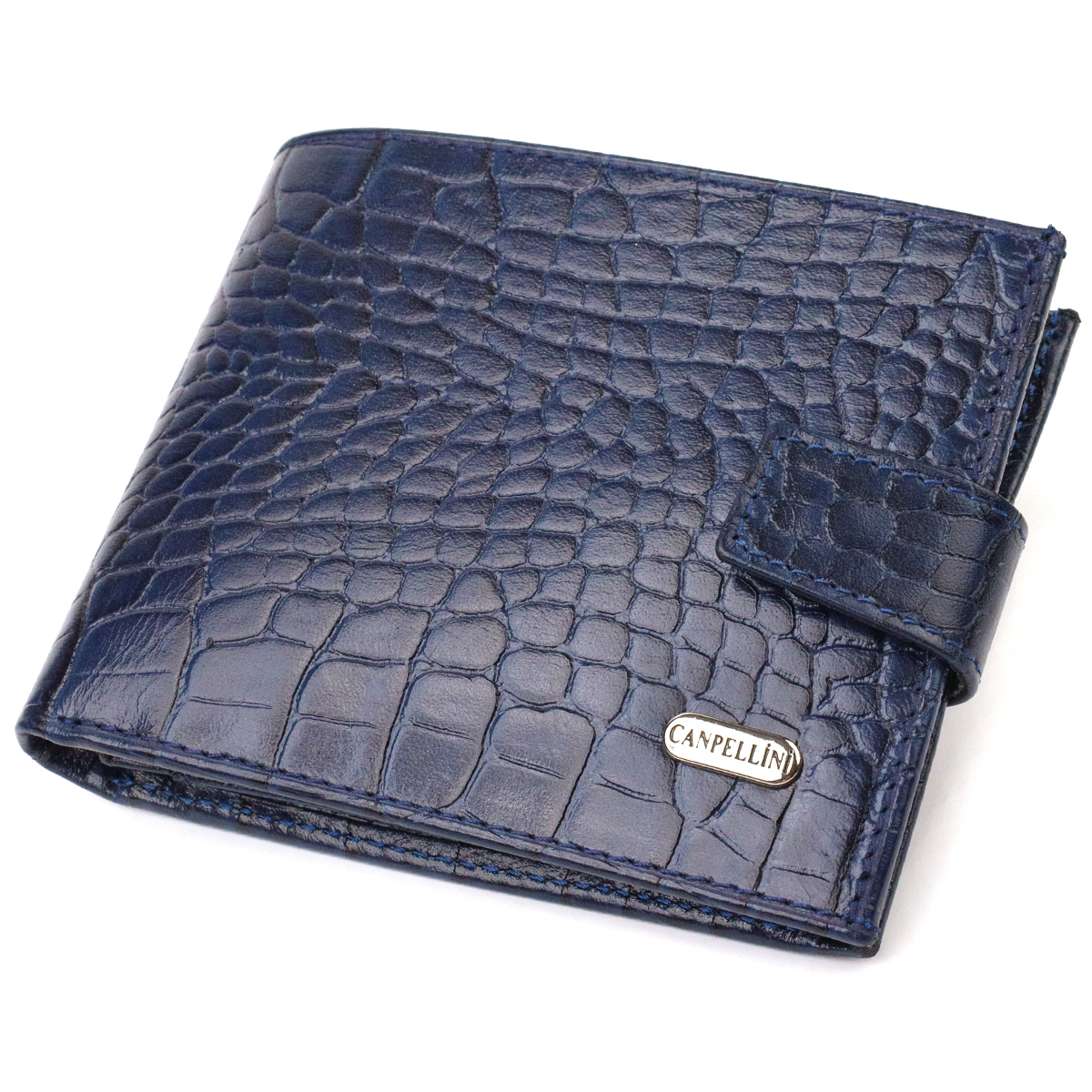 Гарний горизонтальний гаманець для чоловіків з натуральної шкіри з тисненням йод рептилію CANPELLINI Синий