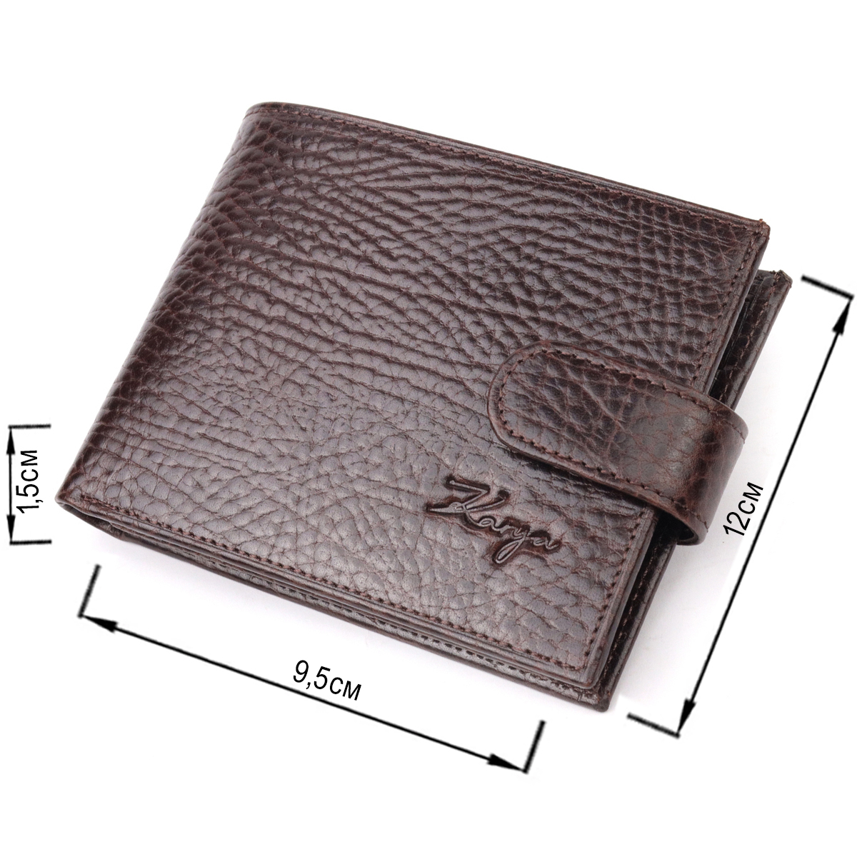 Практичний чоловічий портмоне з хлястиком з натуральної шкіри KARYA Коричневий