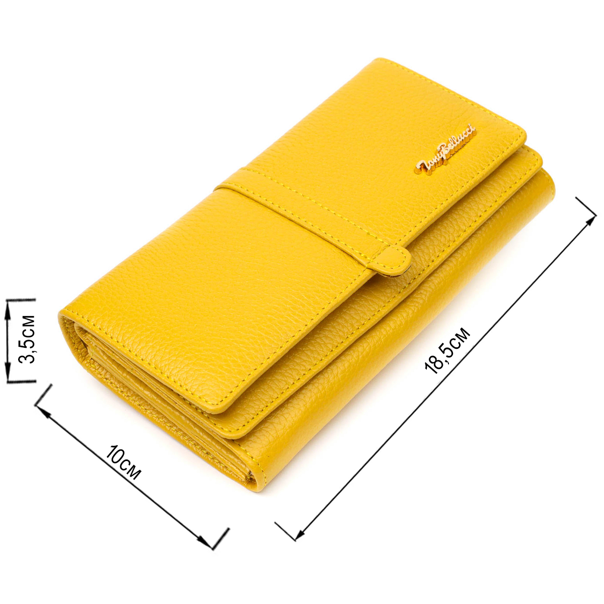 Барвистий жіночий гаманець з великою кількістю відділень із натуральної шкіри Tony Bellucci Жовтий