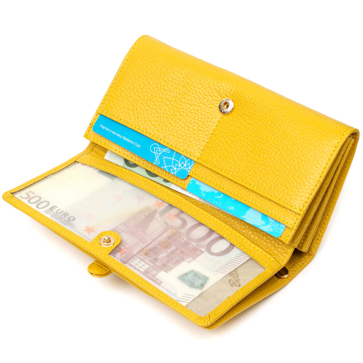 Барвистий жіночий гаманець з великою кількістю відділень із натуральної шкіри Tony Bellucci Жовтий