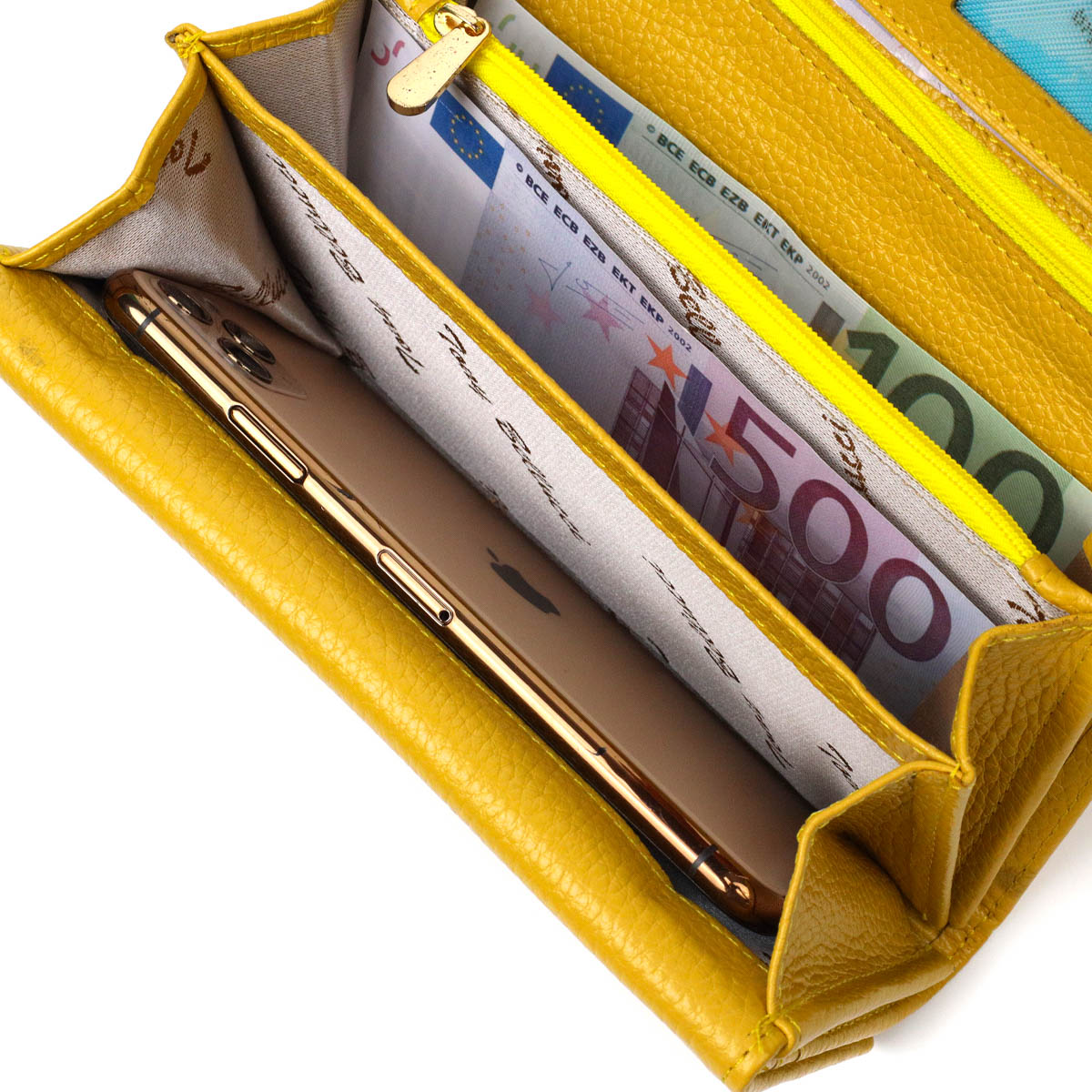 Барвистий жіночий гаманець з великою кількістю відділень із натуральної шкіри Tony Bellucci Жовтий