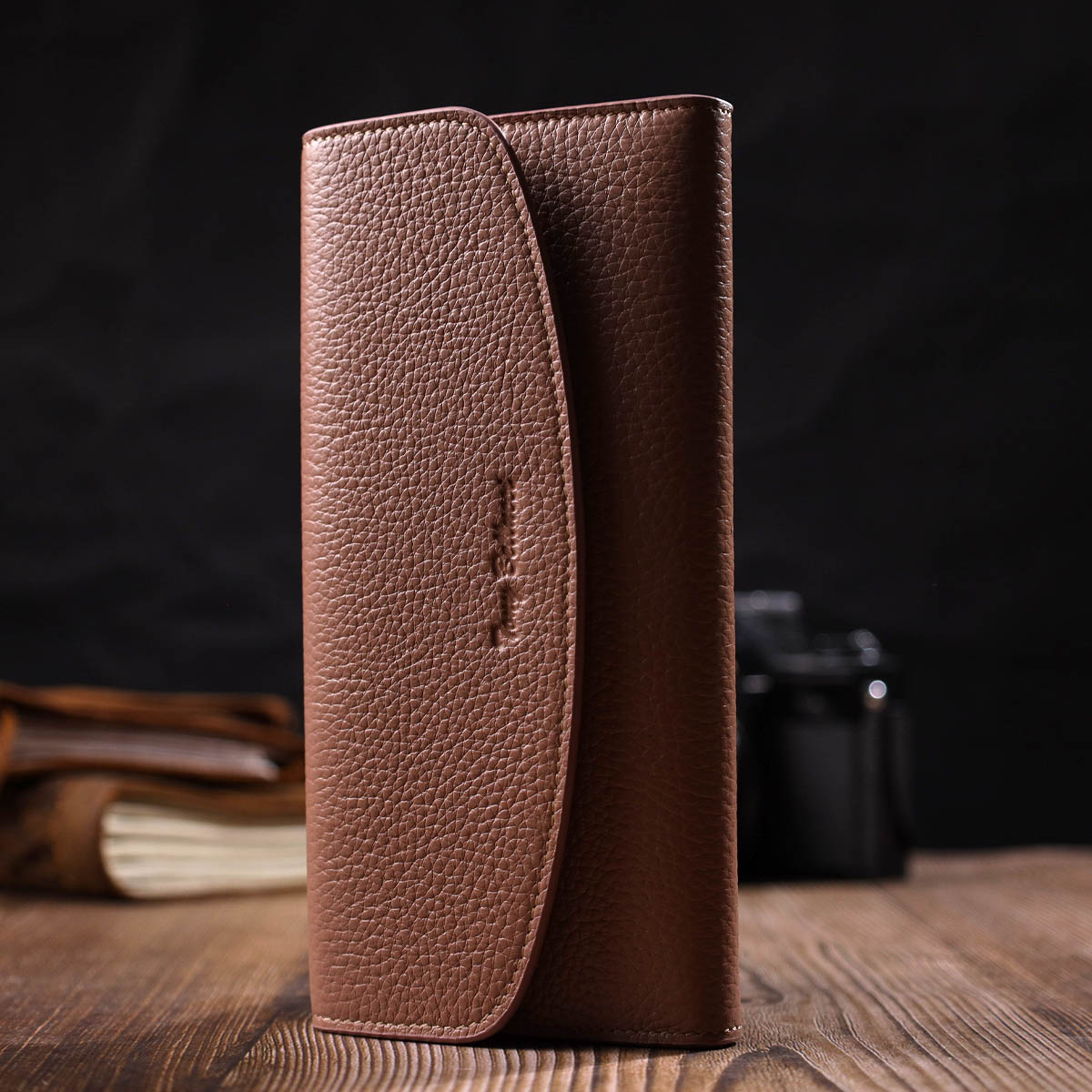 Відмінний жіночий гаманець з монетницею на блискавці з натуральної шкіри Tony Bellucci Пудровий