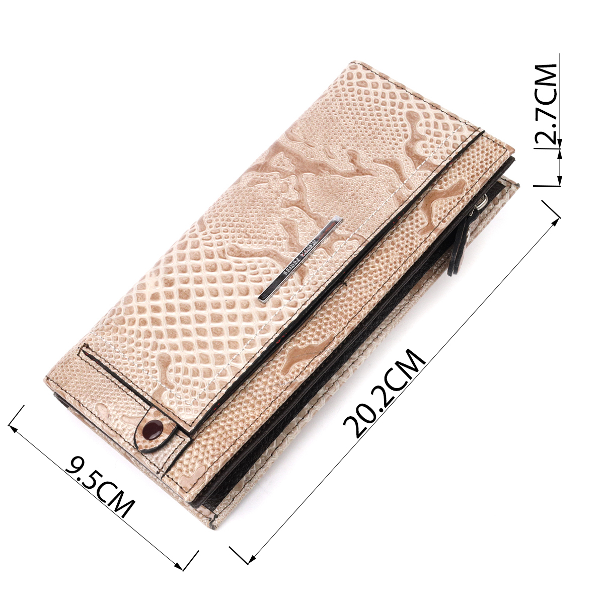 Стильный женский горизонтальный кошелек из натуральной фактурной кожи KARYA Бежевый