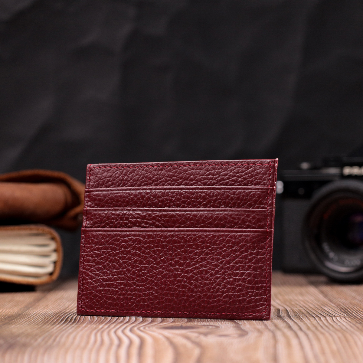 Практичний кард-кейс із натуральної шкіри ST Leather Бордовий