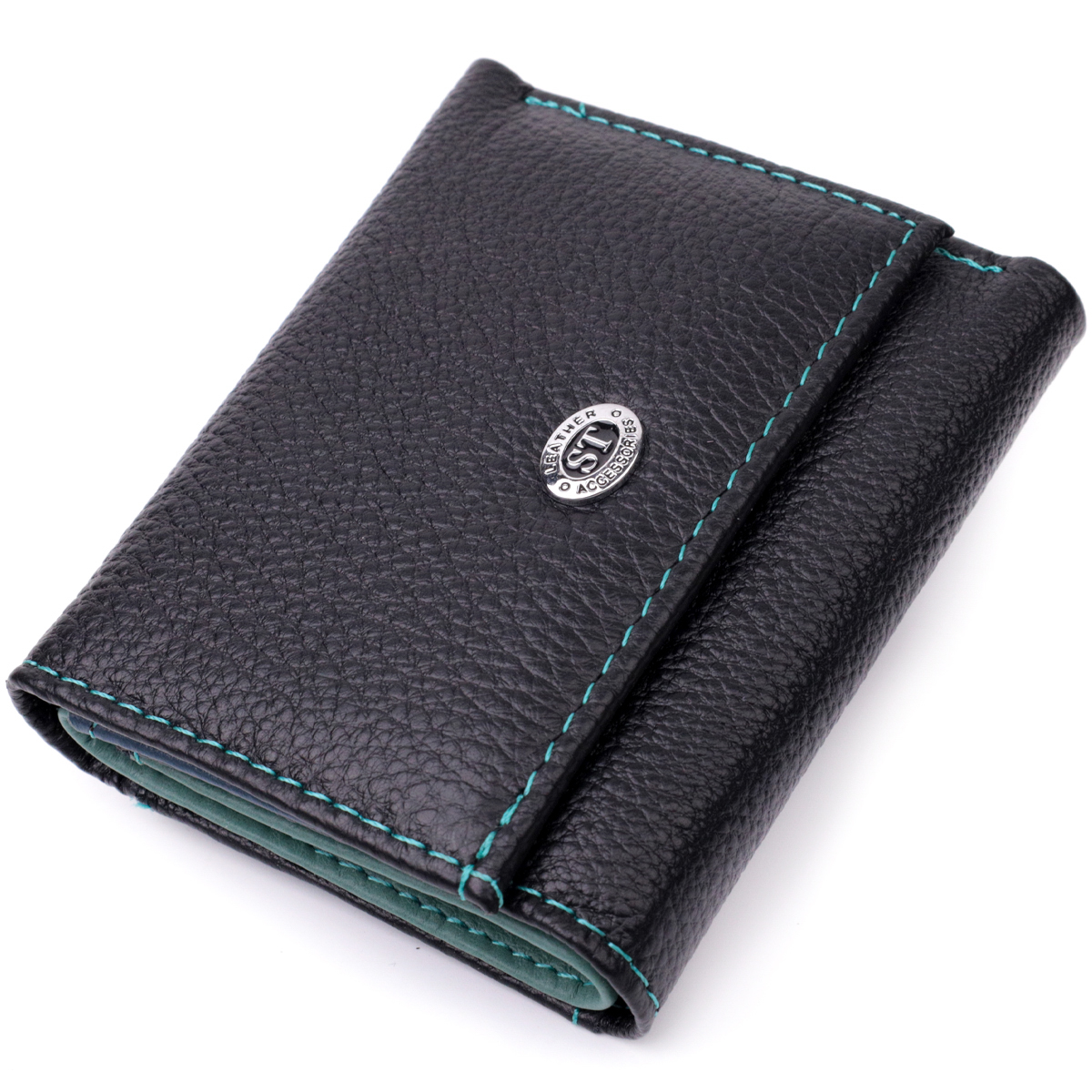 Жіночий невеликий гаманець з натуральної шкіри ST Leather Чорний
