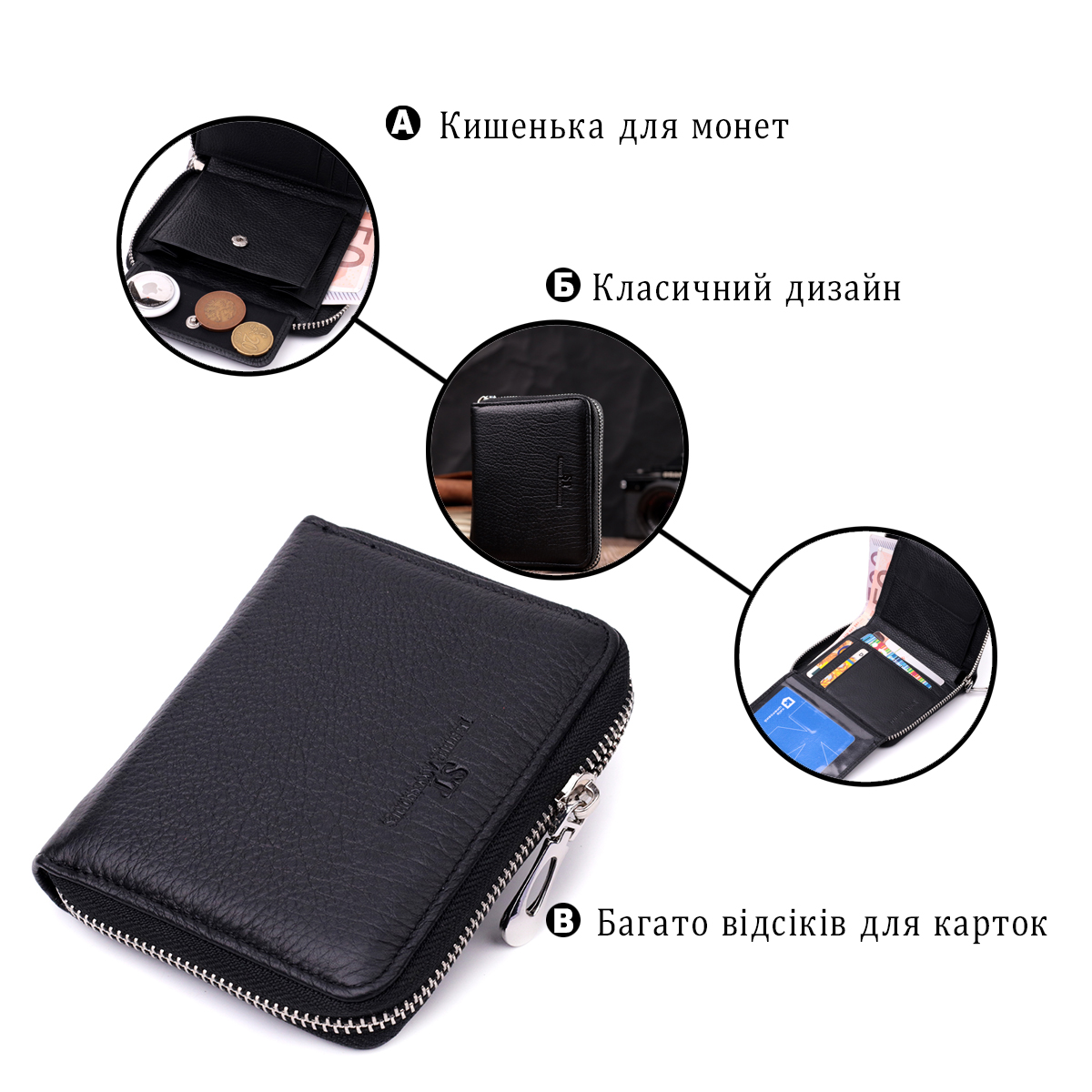 Відмінний жіночий гаманець з натуральної шкіри ST Leather Чорний