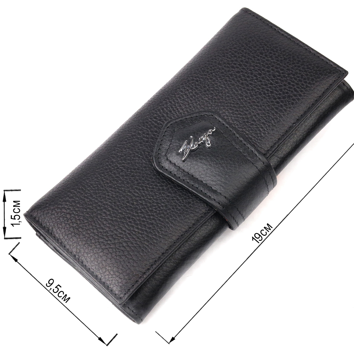 Стильный женский складной кошелек из натуральной кожи KARYA Черный