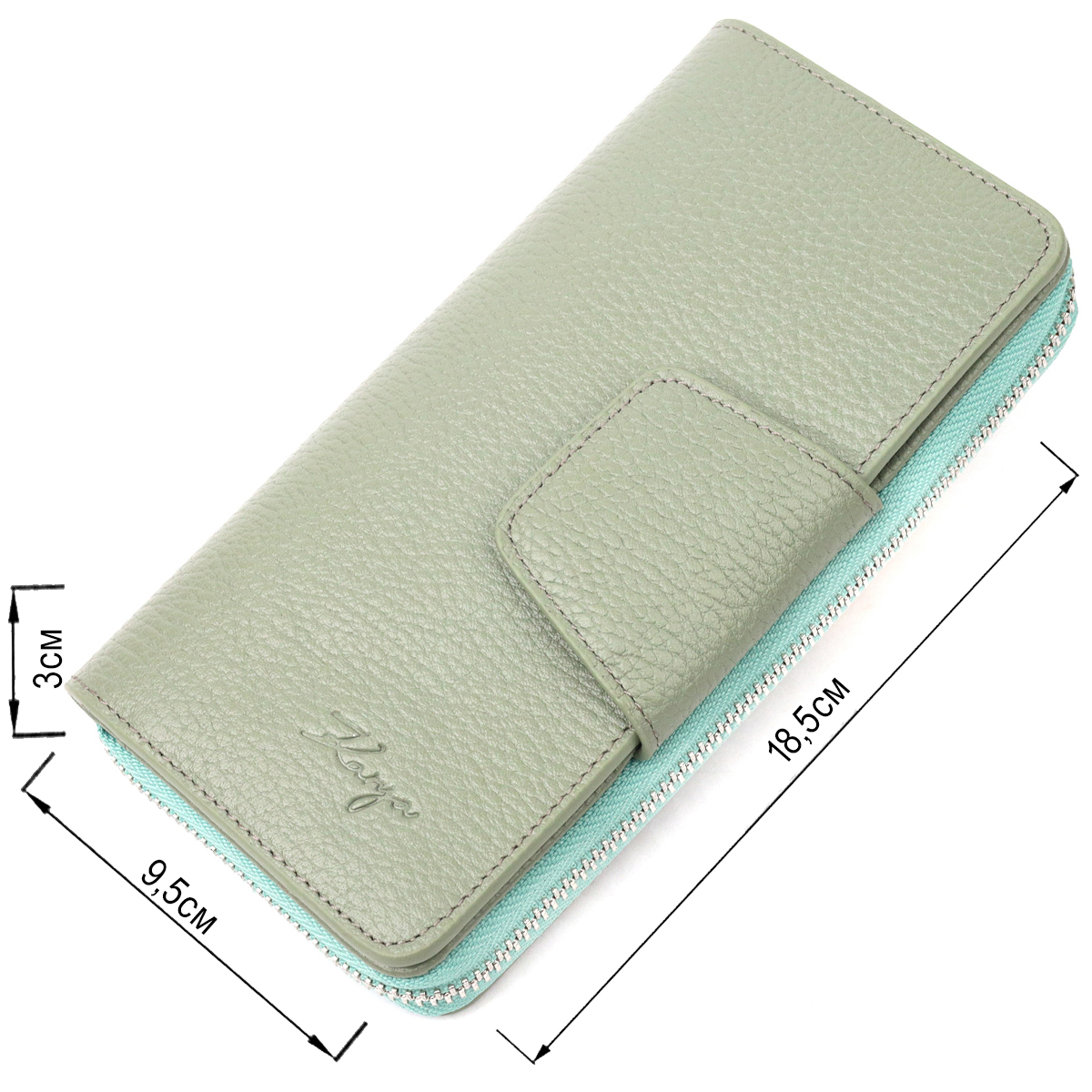 Незвичайний вертикальний жіночий гаманець із натуральної шкіри KARYA Сіро-блакитний