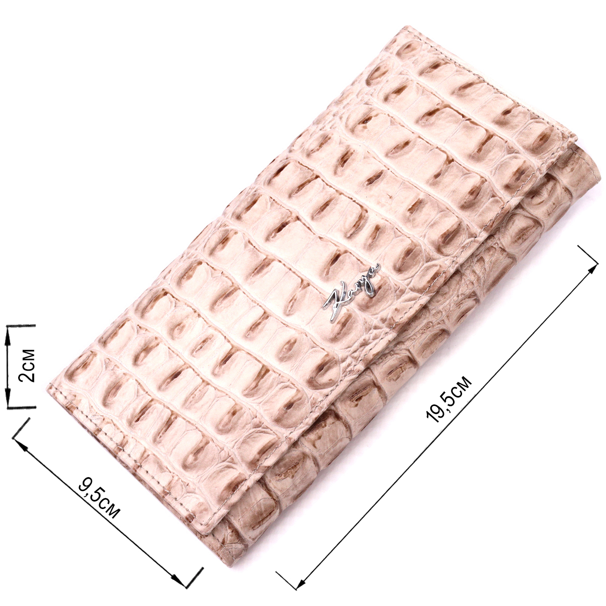 Жіночий гаманець з натуральної шкіри з тисненням під крокодила KARYA Бежевий