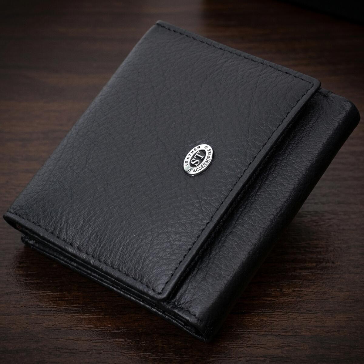 Гарний гаманець для жінок із натуральної шкіри ST Leather Чорний