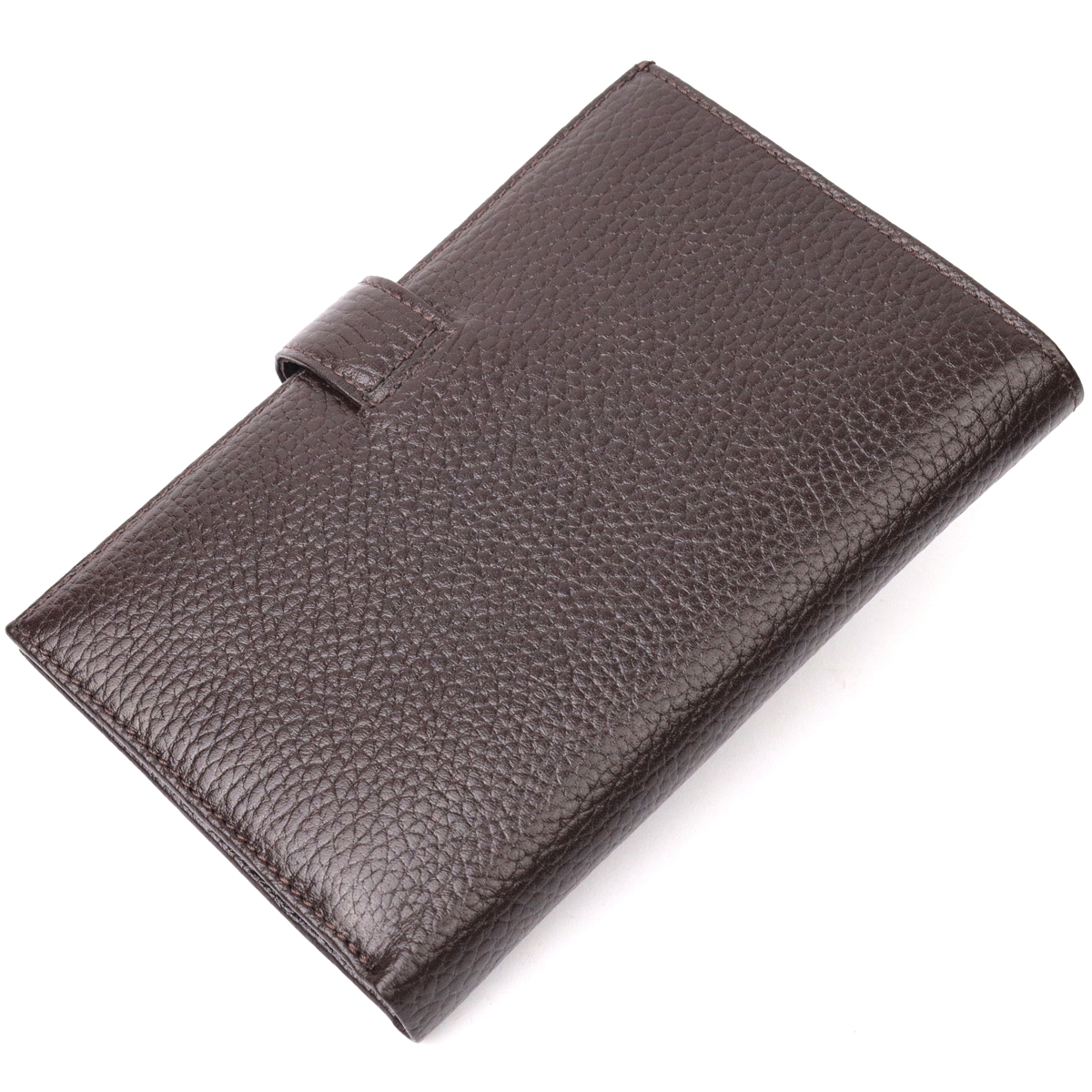 Вертикальное мужское портмоне с хлястиком из натуральной кожи KARYA Коричневый