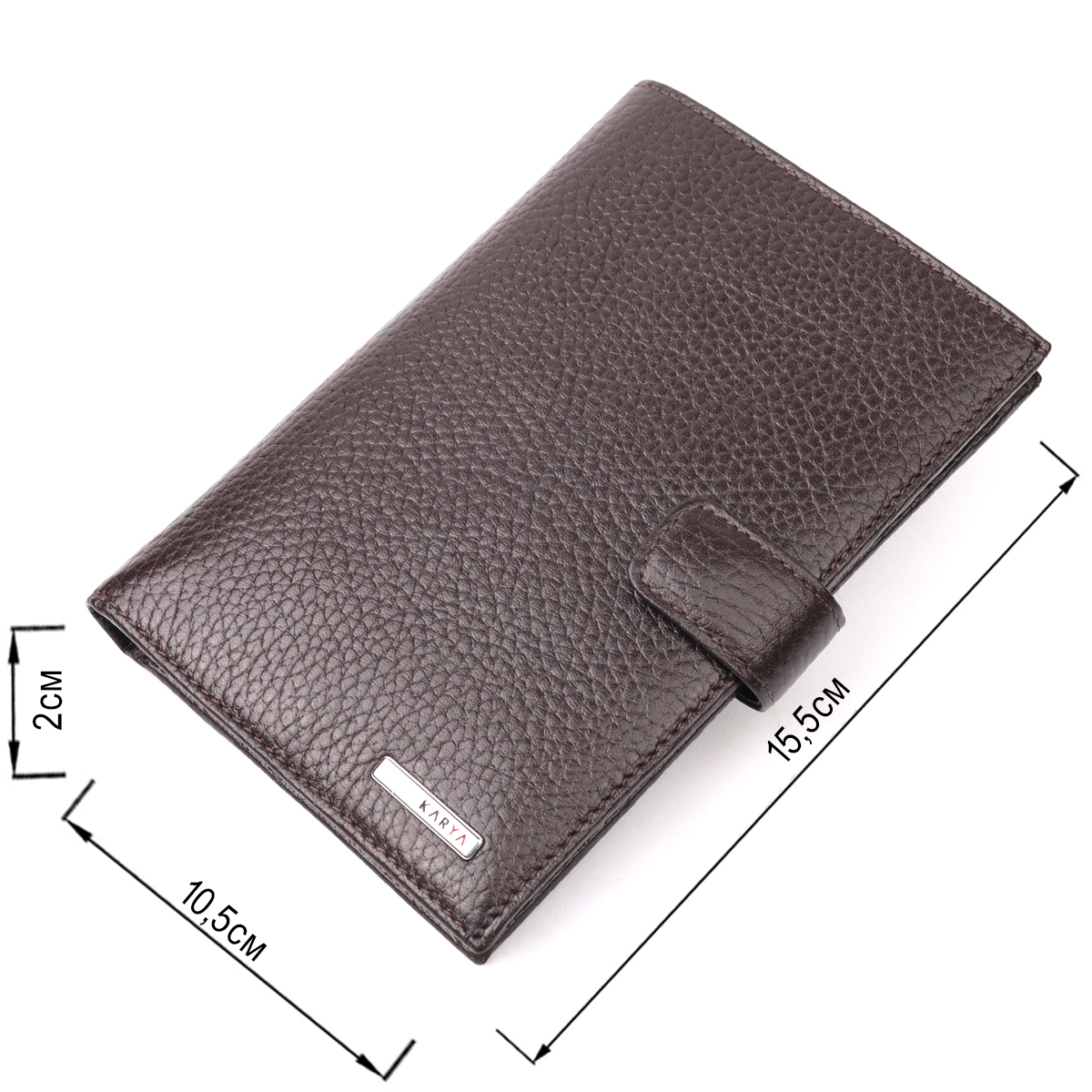 Вертикальное мужское портмоне с хлястиком из натуральной кожи KARYA Коричневый