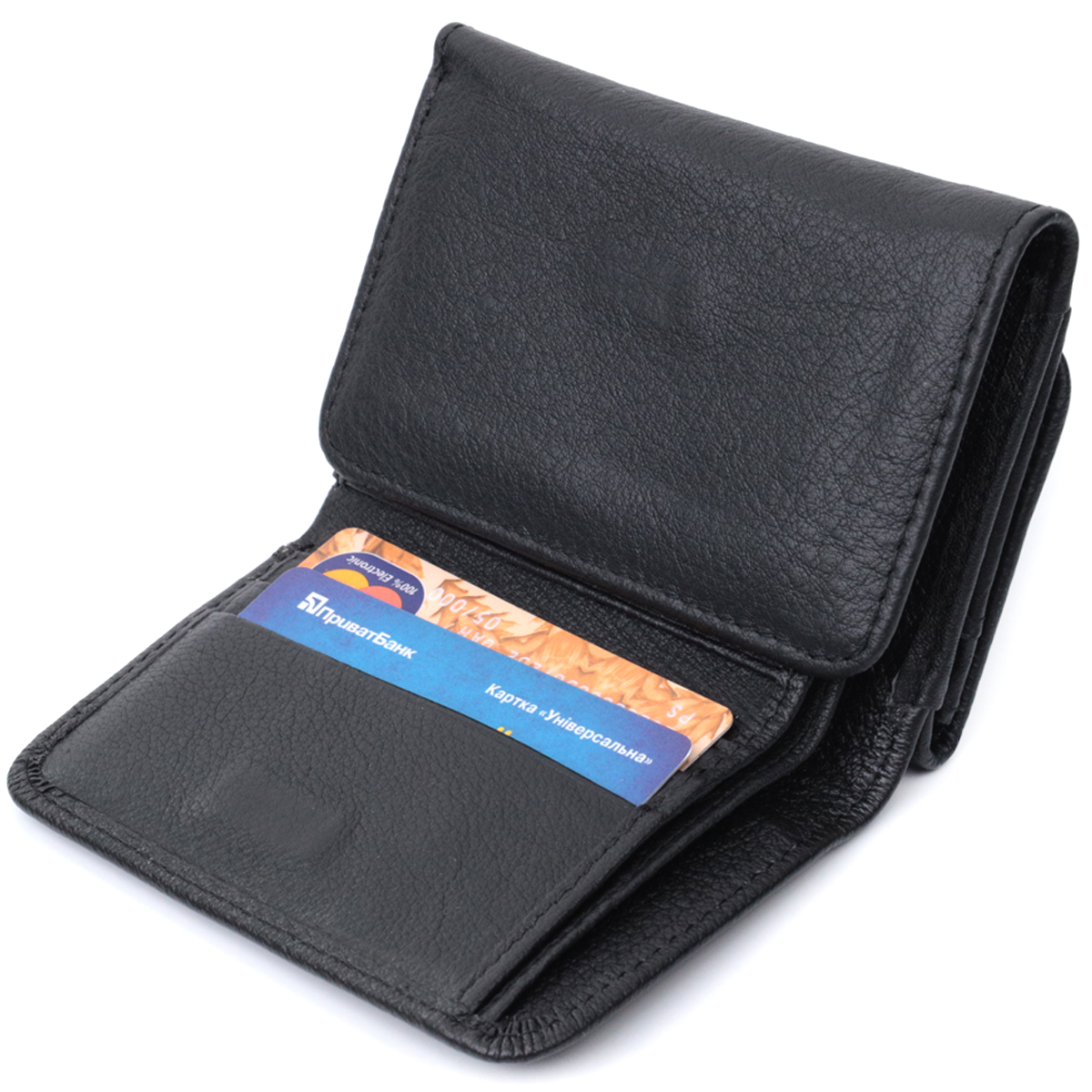 Гаманець для жінок з натуральної шкіри горизонтального формату ST Leather Чорний