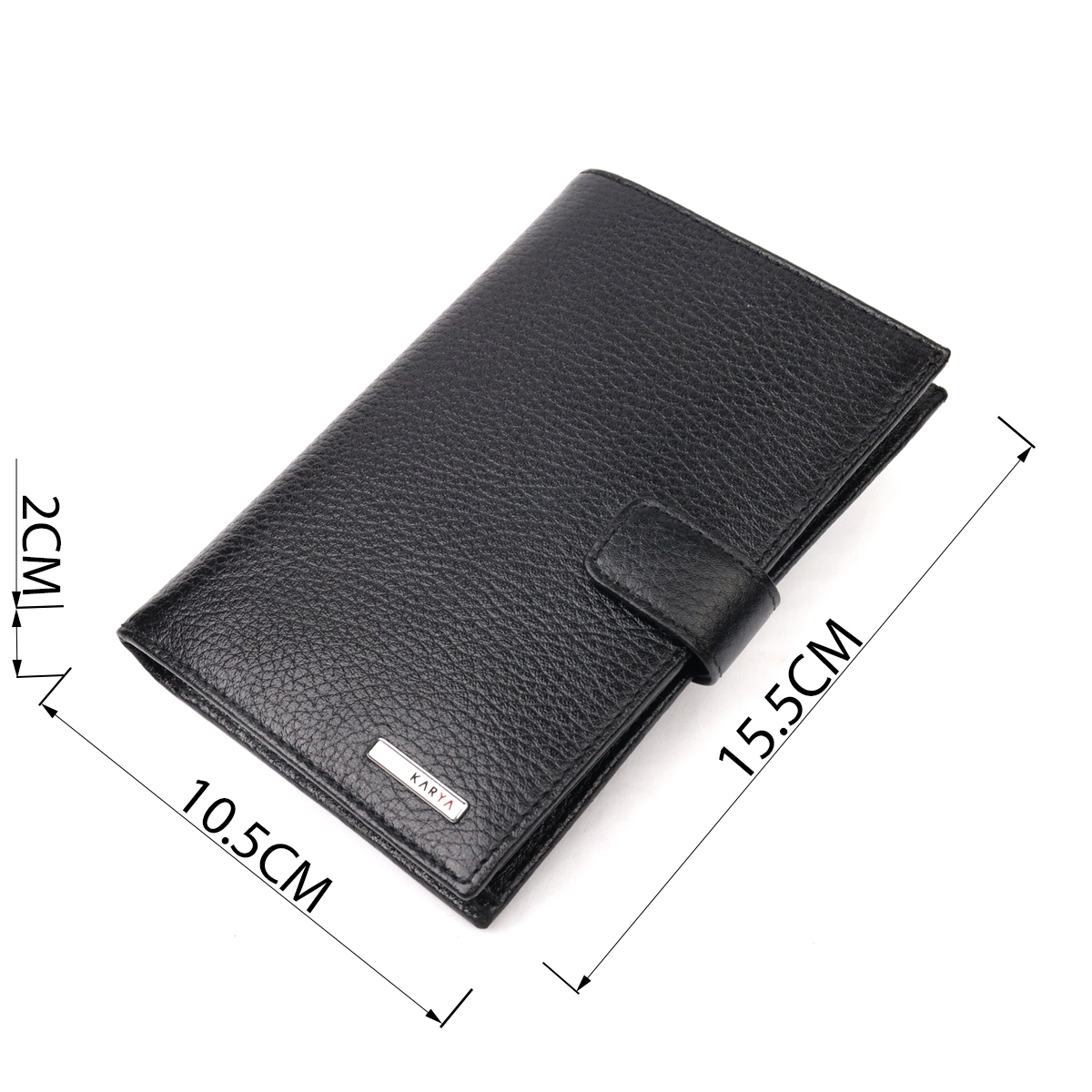 Вертикальний чоловічий портмоне з хлястиком з натуральної шкіри KARYA Чорний