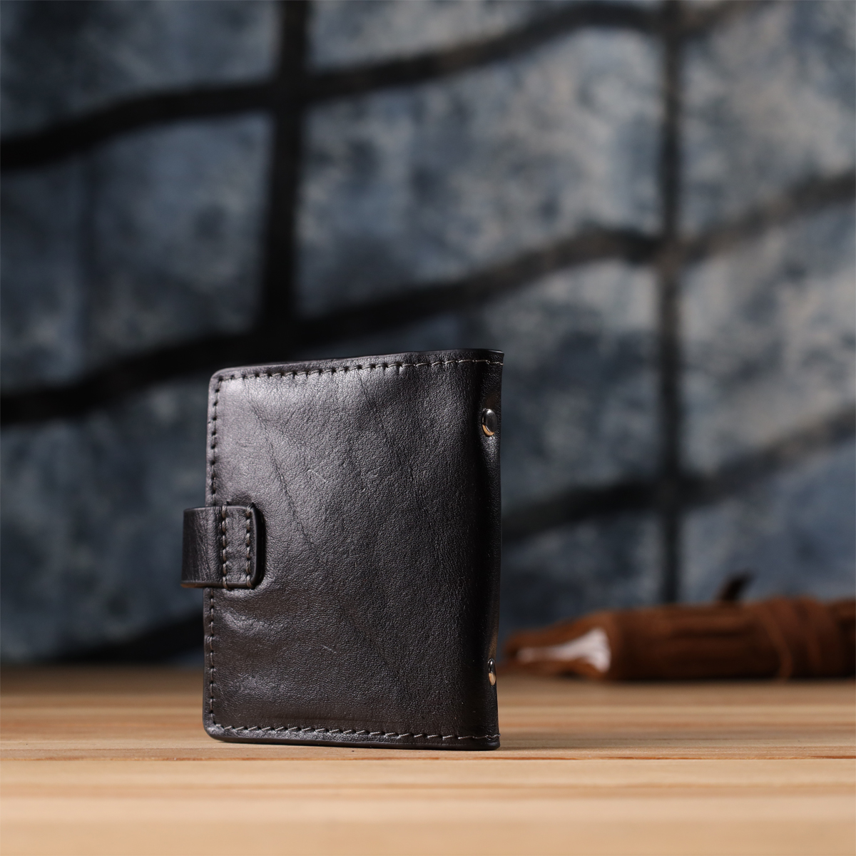 Візитниця унісекс з натуральної гладкої шкіри GRANDE PELLE Чорна