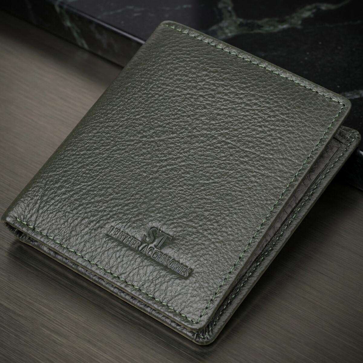 Жіночий гаманець на магніті з натуральної шкіри ST Leather Зелений