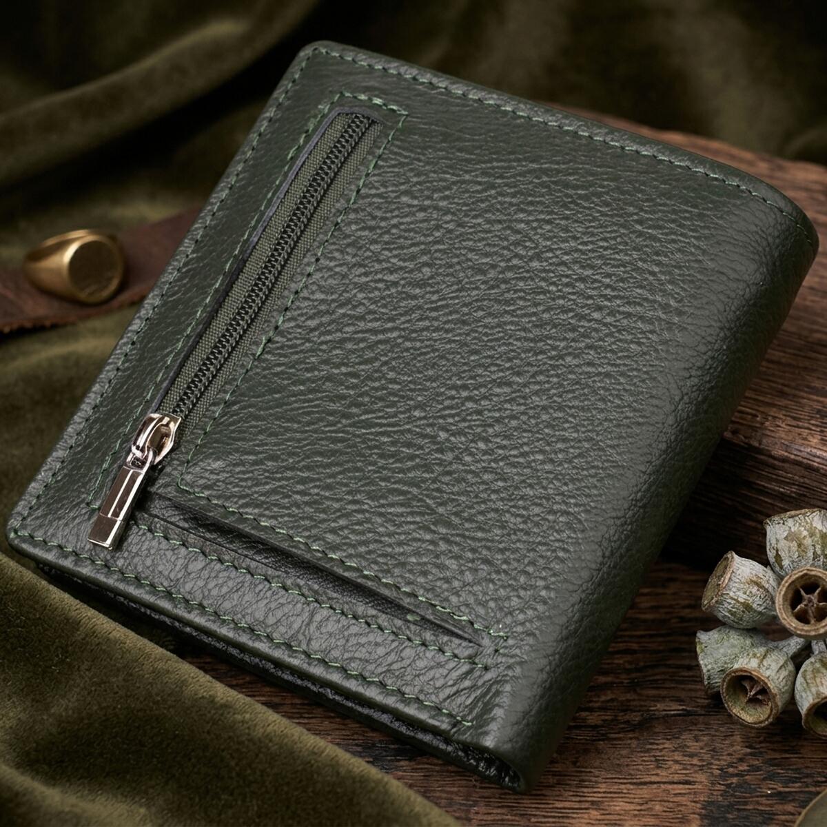 Жіночий гаманець на магніті з натуральної шкіри ST Leather Зелений
