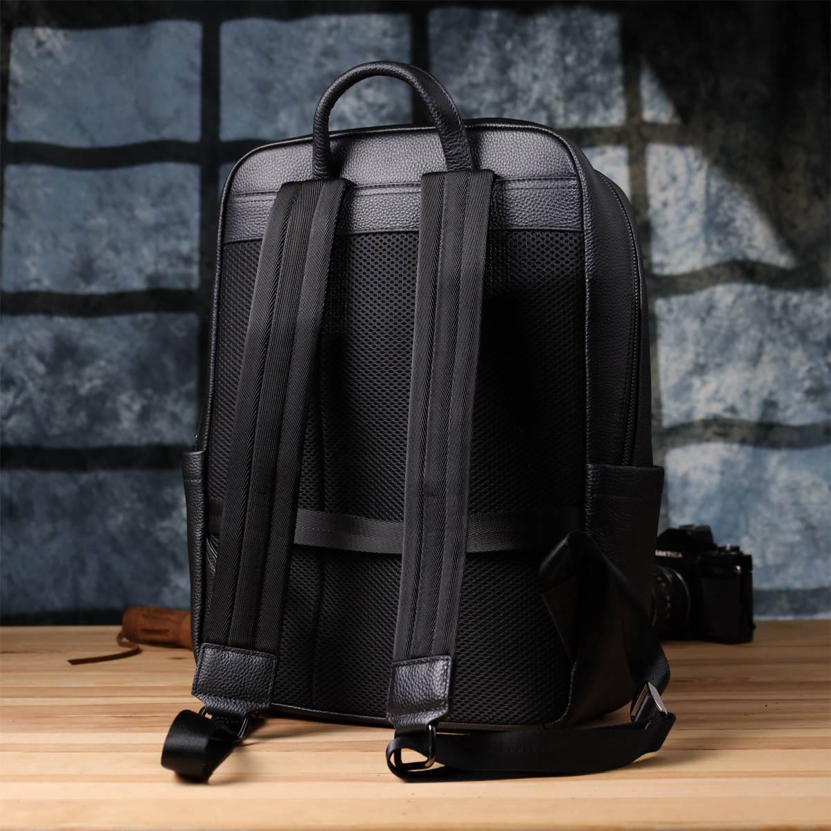 Мужской рюкзак из натуральной кожи Vintage Черный