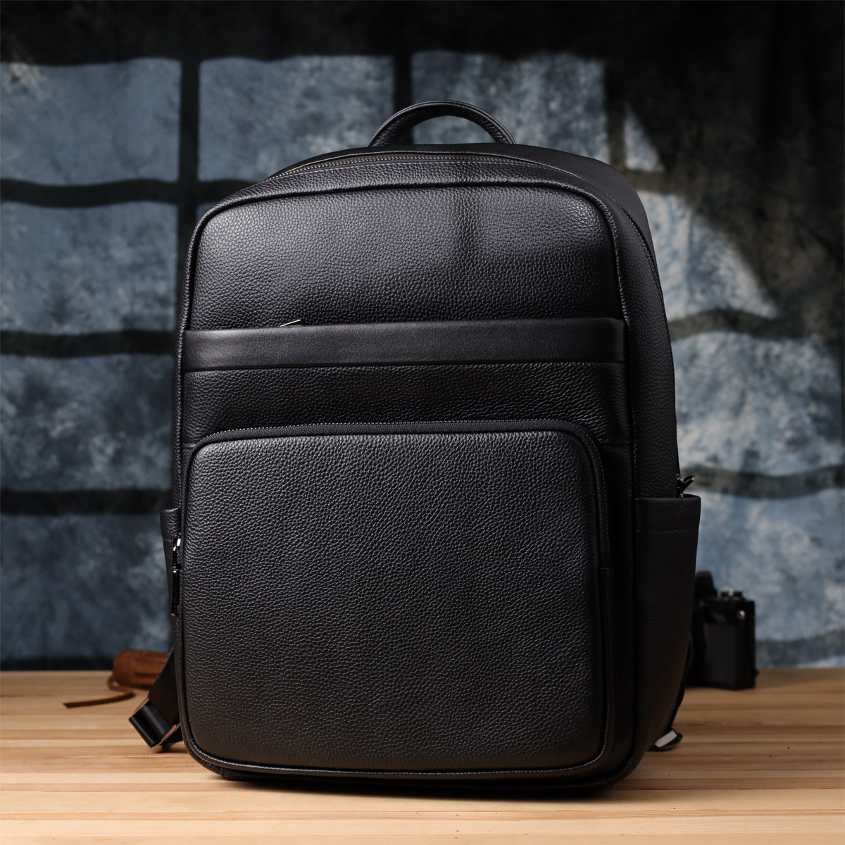 Мужской рюкзак из натуральной кожи Vintage Черный