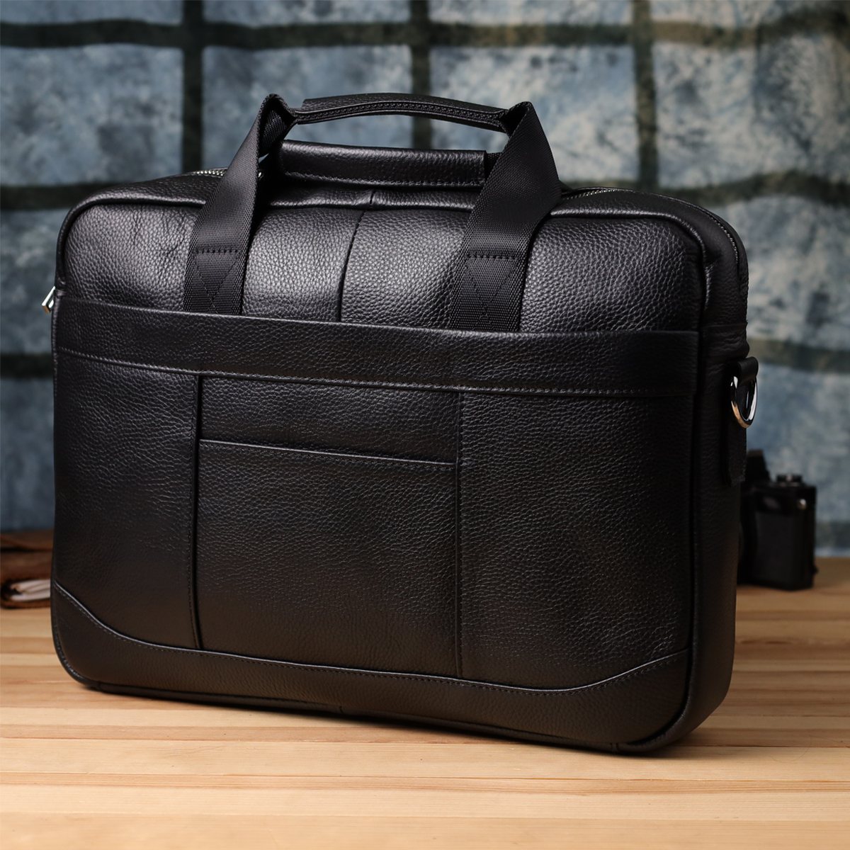 Діловий портфель для чоловіків із натуральної шкіри Vintage Чорний