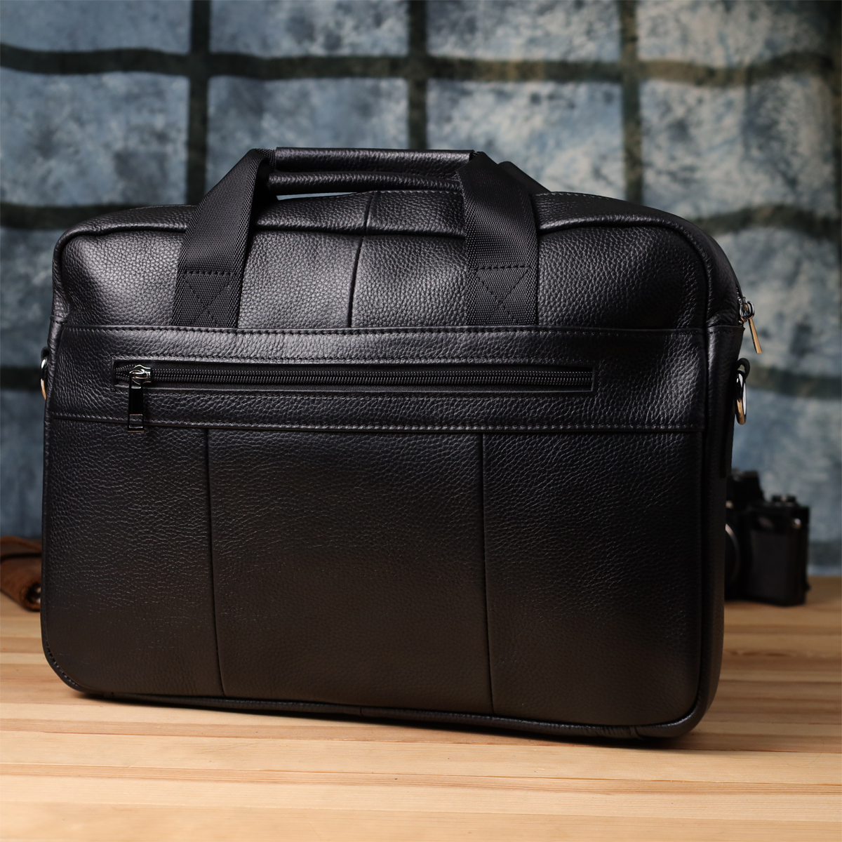 Діловий портфель для чоловіків із натуральної шкіри Vintage Чорний