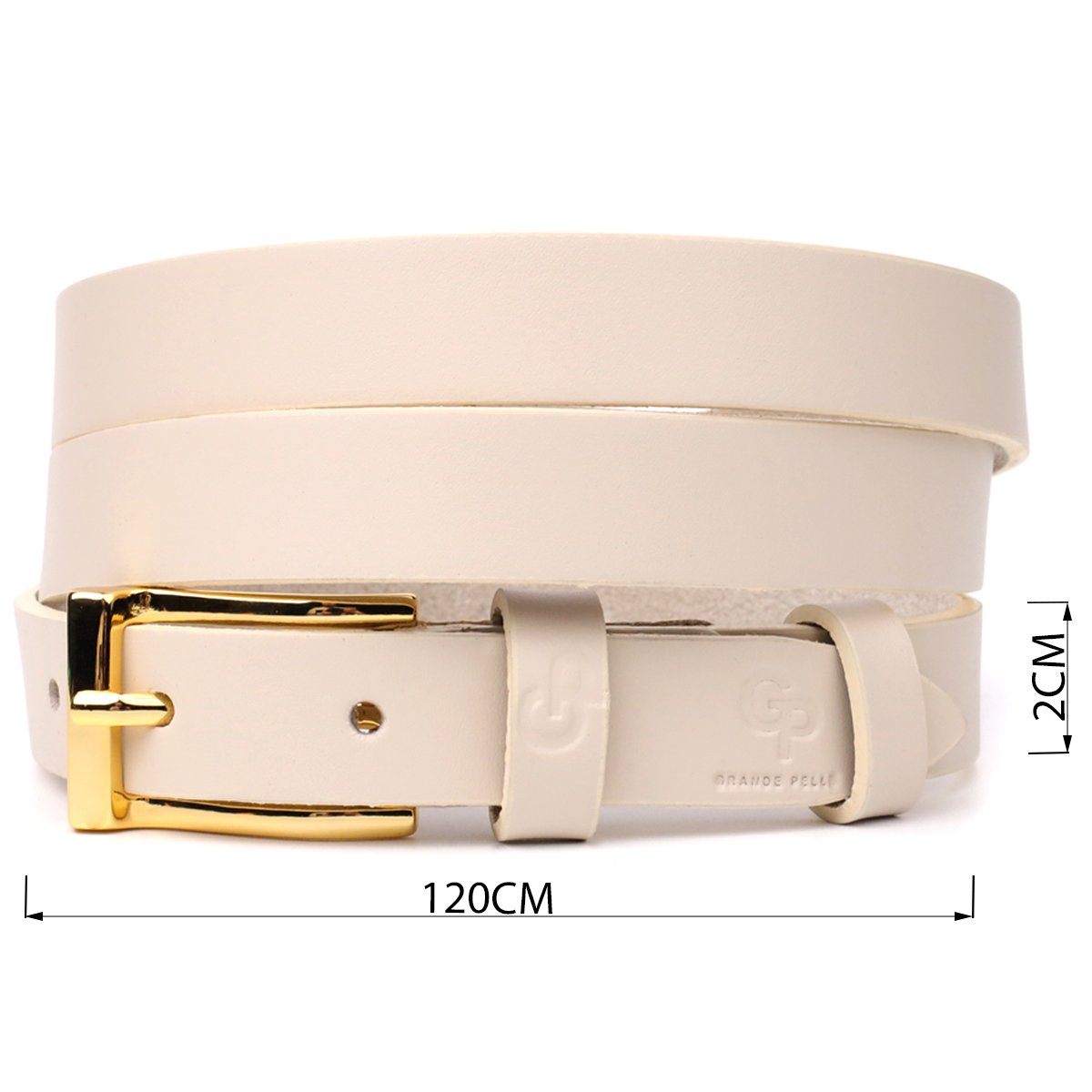 Красивий тонкий шкіряний ремінь для жінок GRANDE PELLE Молочний