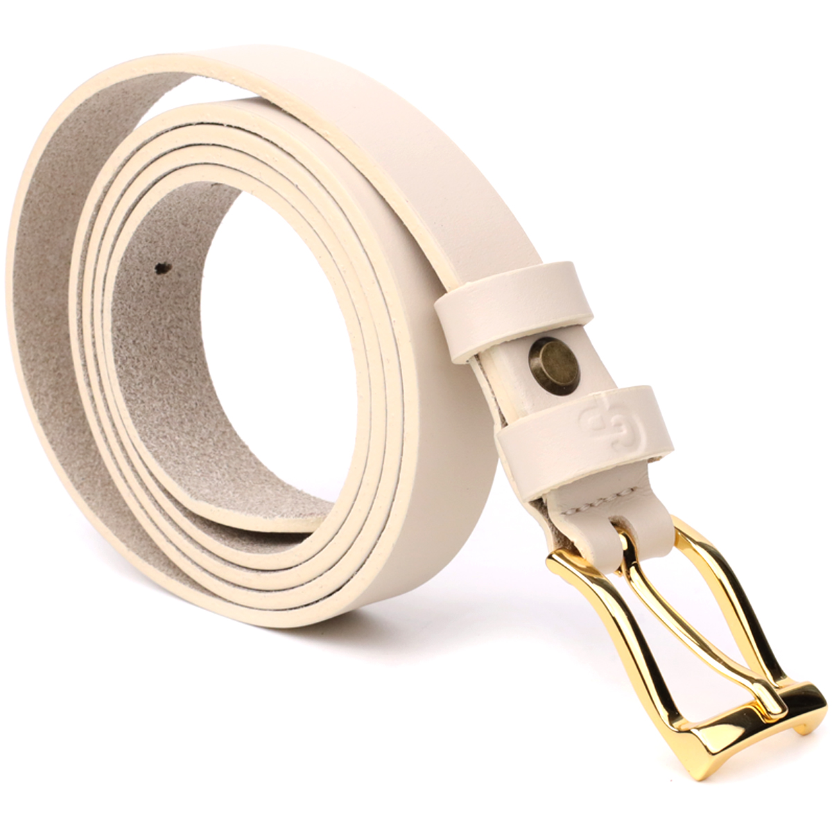 Красивий тонкий шкіряний ремінь для жінок GRANDE PELLE Молочний