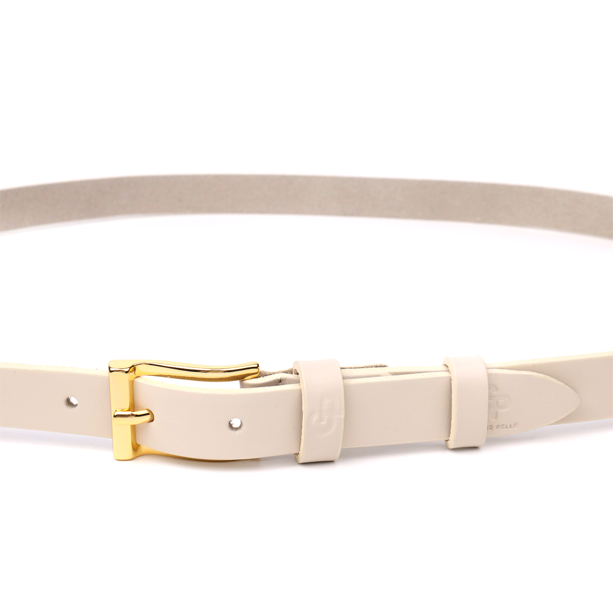 Красивий тонкий шкіряний ремінь для жінок GRANDE PELLE Молочний