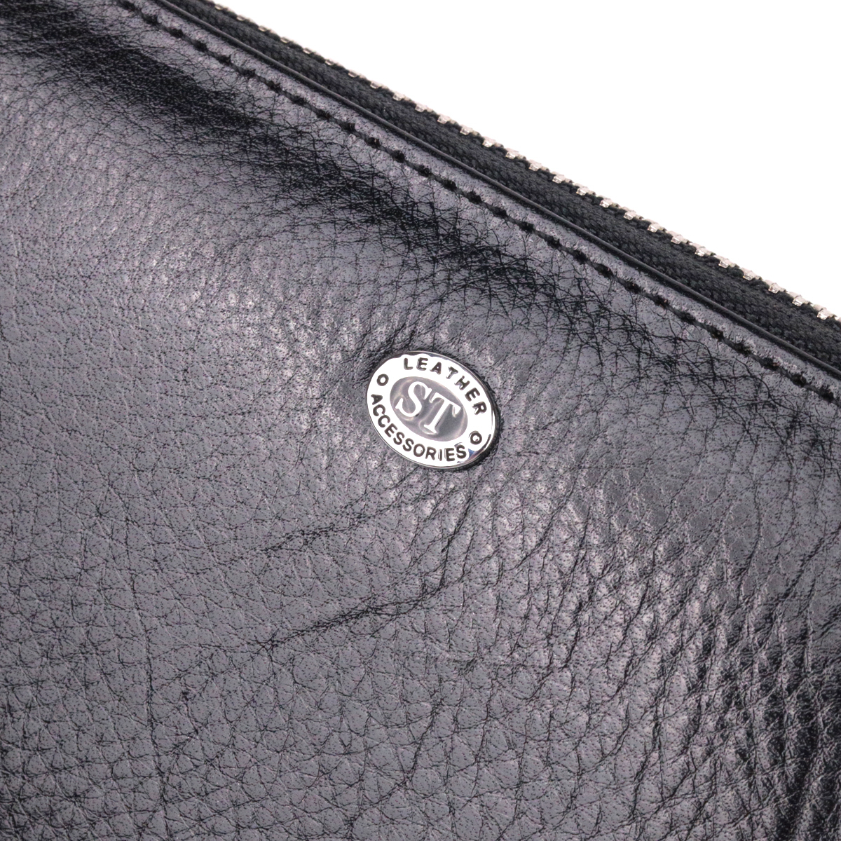 Кошелек мужской из натуральной гладкой кожи на молнии ST Leather Черный