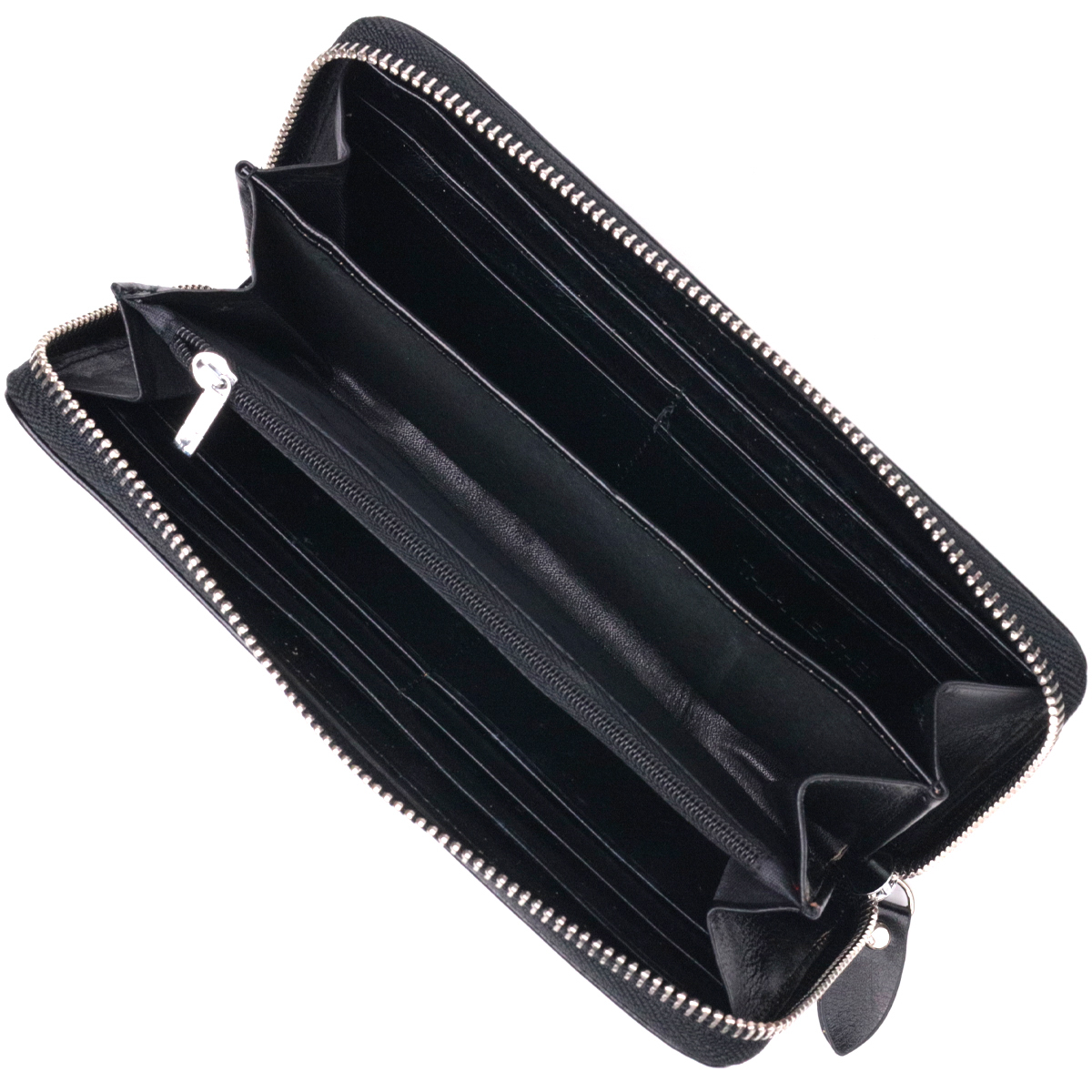 Кошелек мужской из натуральной гладкой кожи на молнии ST Leather Черный