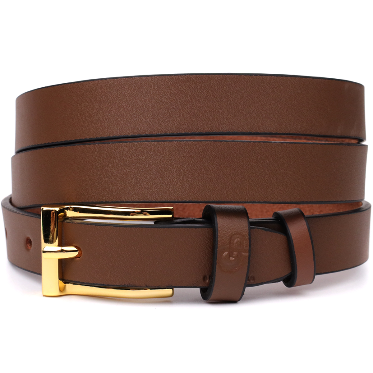 Модний вузький шкіряний ремінь для жінок GRANDE PELLE Світло-коричневий