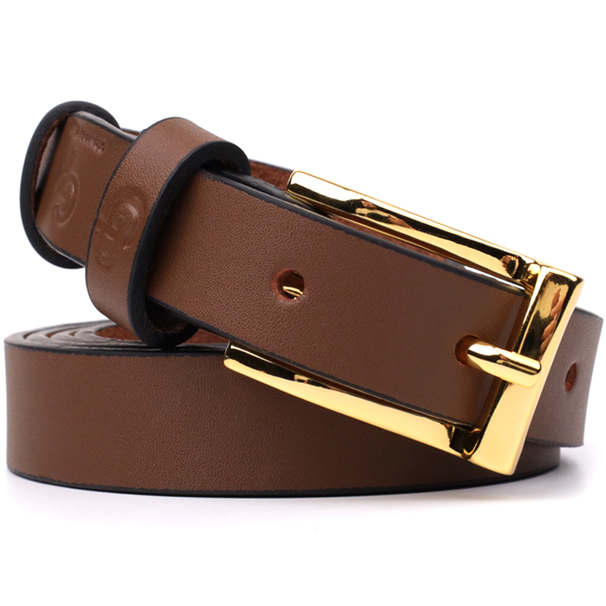 Модний вузький шкіряний ремінь для жінок GRANDE PELLE Світло-коричневий