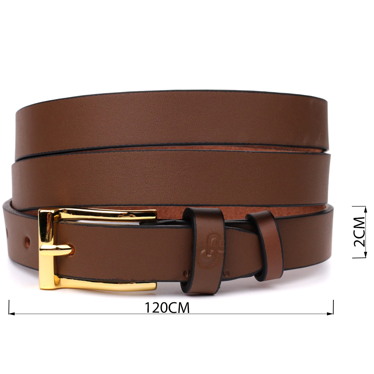 Модний вузький шкіряний ремінь для жінок GRANDE PELLE Світло-коричневий