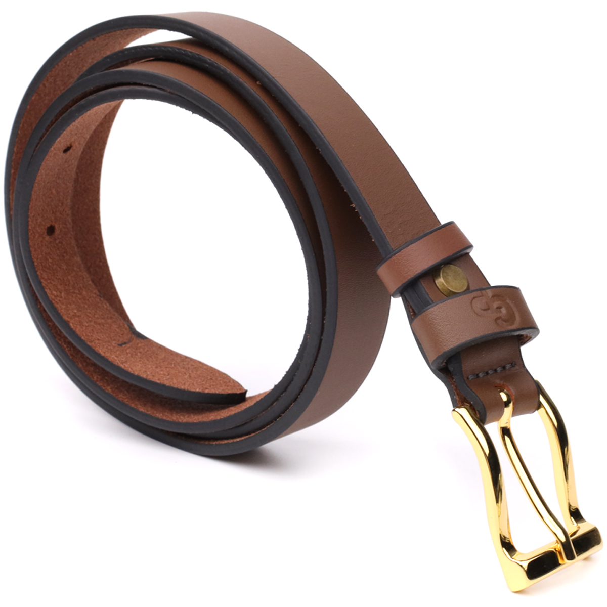 Модний вузький шкіряний ремінь для жінок GRANDE PELLE Світло-коричневий