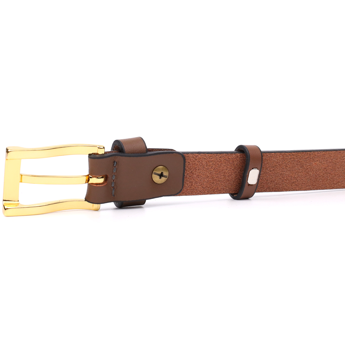 Модний вузький шкіряний ремінь для жінок GRANDE PELLE Світло-коричневий