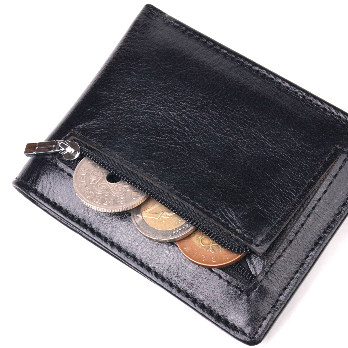 Компактний затиск для грошей із натуральної гладкої шкіри ST Leather Чорний